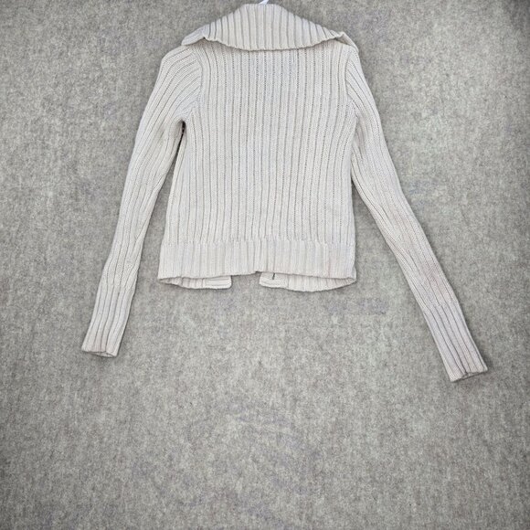 Hollister Womens Cream Cable Knit Button Front Cardigan With Collar Size L - Picture 2 of 5